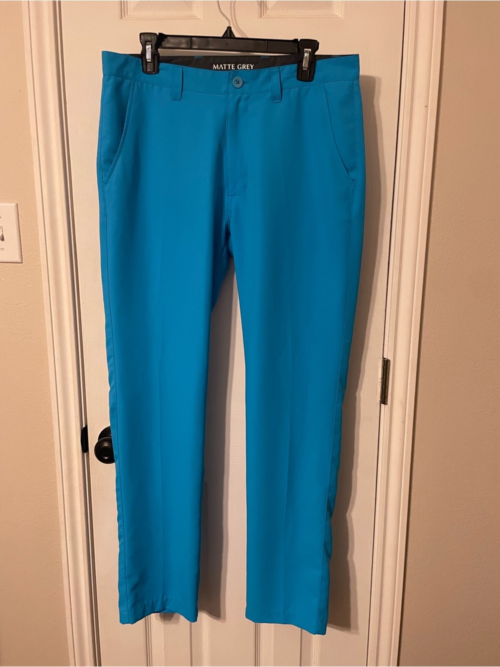 Matte Grey Men's Teal Dress Pants — Slim Tailored Fit